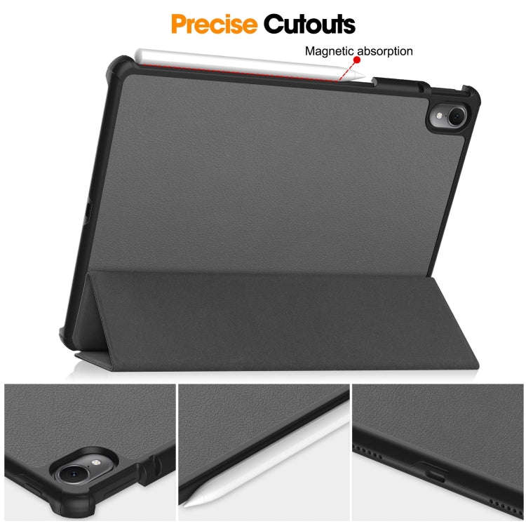 For Huawei Matepad Air Custer Pure Color 3-Fold Holder Smart Leather Tablet Case(Grey)