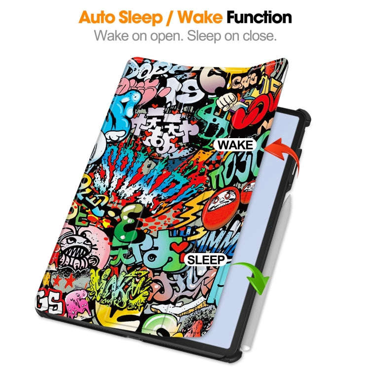 For Huawei Matepad Air Custer Painted 3-Fold Holder Smart Leather Tablet Case(Graffiti)