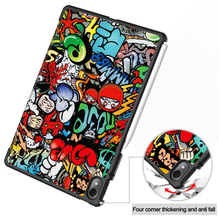 For Huawei Matepad Air Custer Painted 3-Fold Holder Smart Leather Tablet Case(Graffiti)