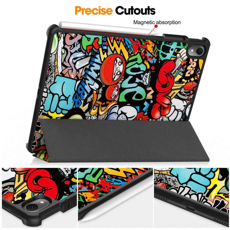 For Huawei Matepad Air Custer Painted 3-Fold Holder Smart Leather Tablet Case(Graffiti)