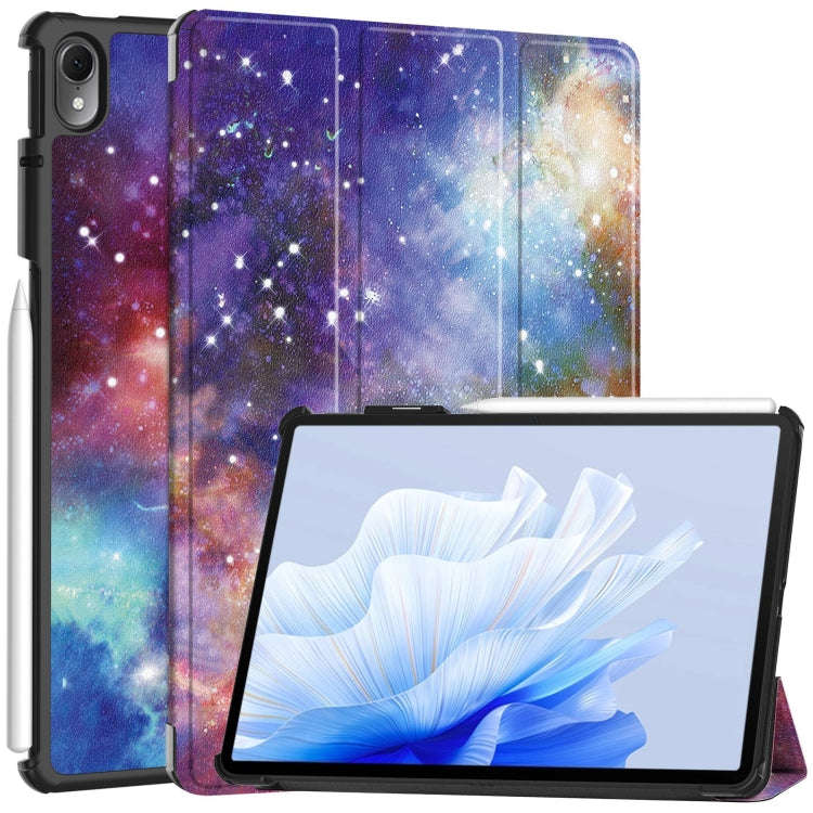 For Huawei Matepad Air Custer Painted 3-Fold Holder Smart Leather Tablet Case(Milky Way Nebula)