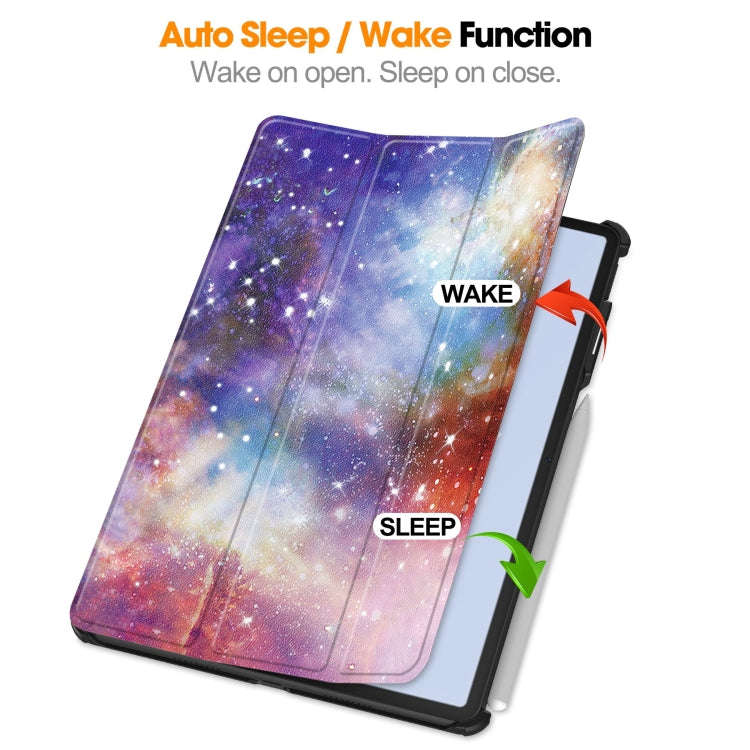 For Huawei Matepad Air Custer Painted 3-Fold Holder Smart Leather Tablet Case(Milky Way Nebula)
