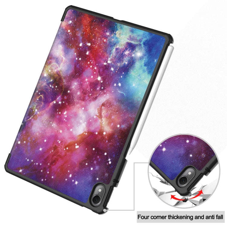 For Huawei Matepad Air Custer Painted 3-Fold Holder Smart Leather Tablet Case(Milky Way Nebula)
