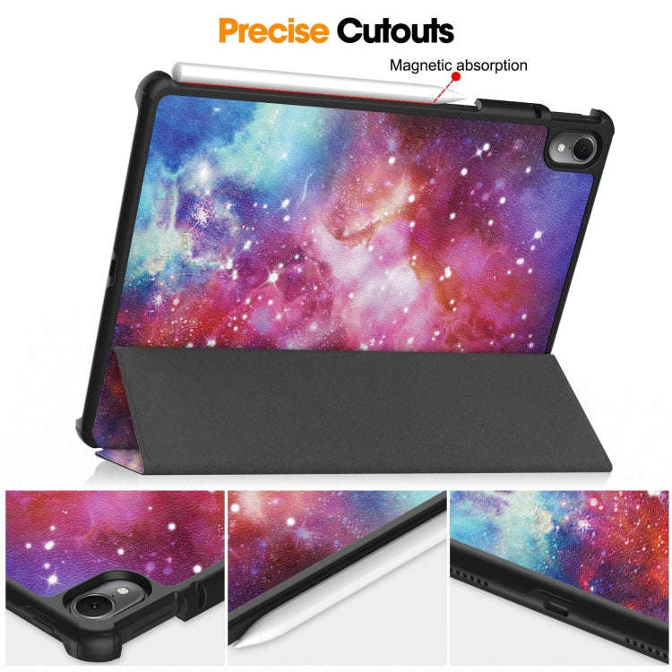 For Huawei Matepad Air Custer Painted 3-Fold Holder Smart Leather Tablet Case(Milky Way Nebula)