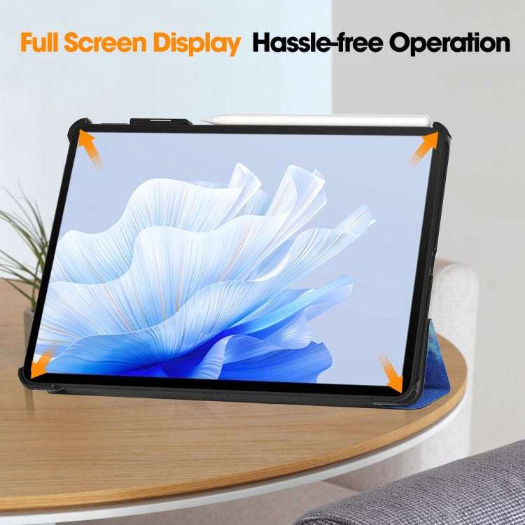 For Huawei Matepad Air Custer Painted 3-Fold Holder Smart Leather Tablet Case(Milky Way Nebula)