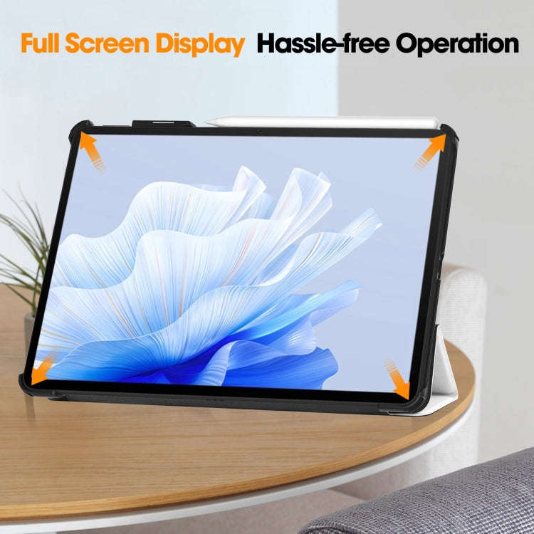 For Huawei Matepad Air Custer Painted 3-Fold Holder Smart Leather Tablet Case(Lazy Cat)
