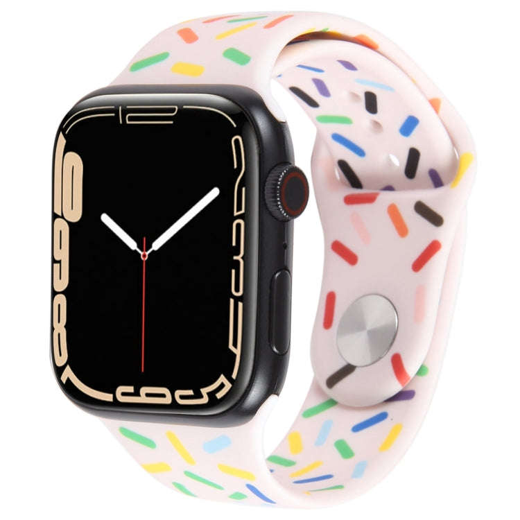Rainbow Raindrops Silicone Watch Band For Apple Watch 4 40mm(Pink)