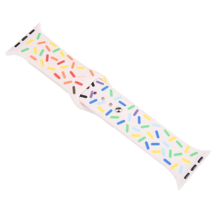 Rainbow Raindrops Silicone Watch Band For Apple Watch 4 40mm(Pink)