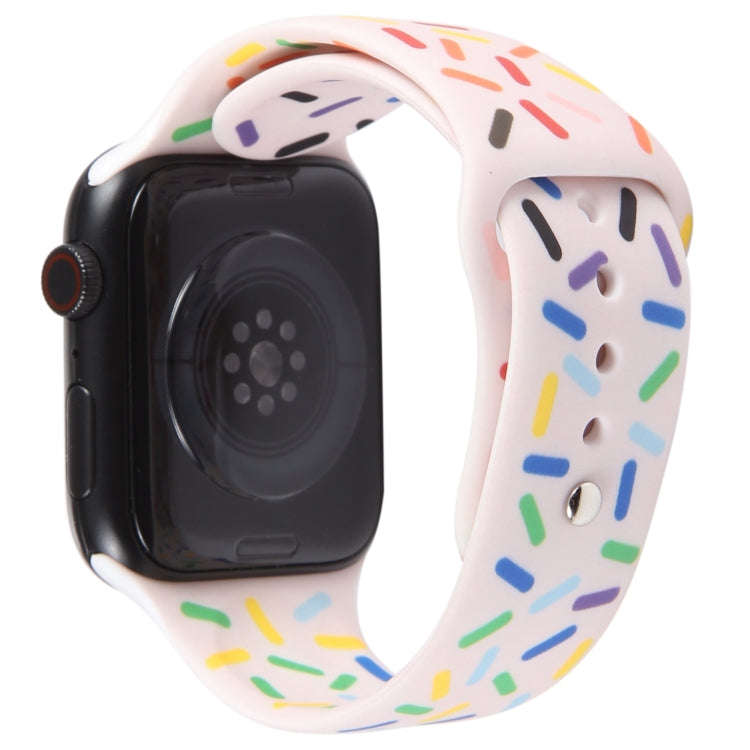 Rainbow Raindrops Silicone Watch Band For Apple Watch 4 40mm(Pink)