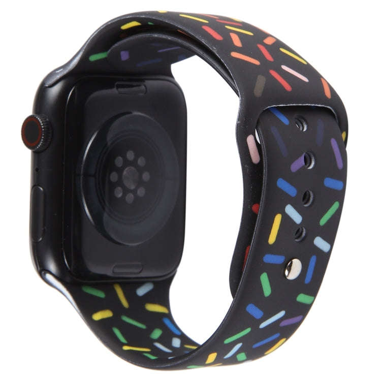 Rainbow Raindrops Silicone Watch Band For Apple Watch 4 44mm(Black)