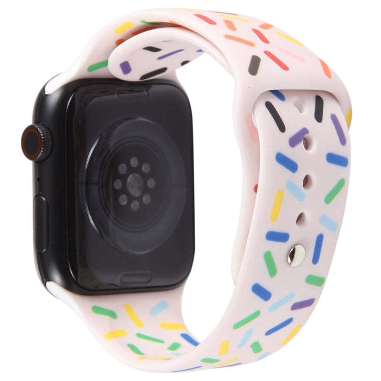 Rainbow Raindrops Silicone Watch Band For Apple Watch SE 2023 44mm(Pink)