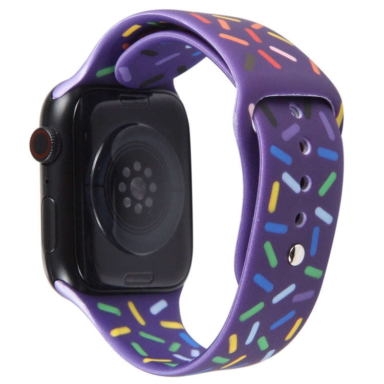 Rainbow Raindrops Silicone Watch Band For Apple Watch 9 41mm(Dark Purple)