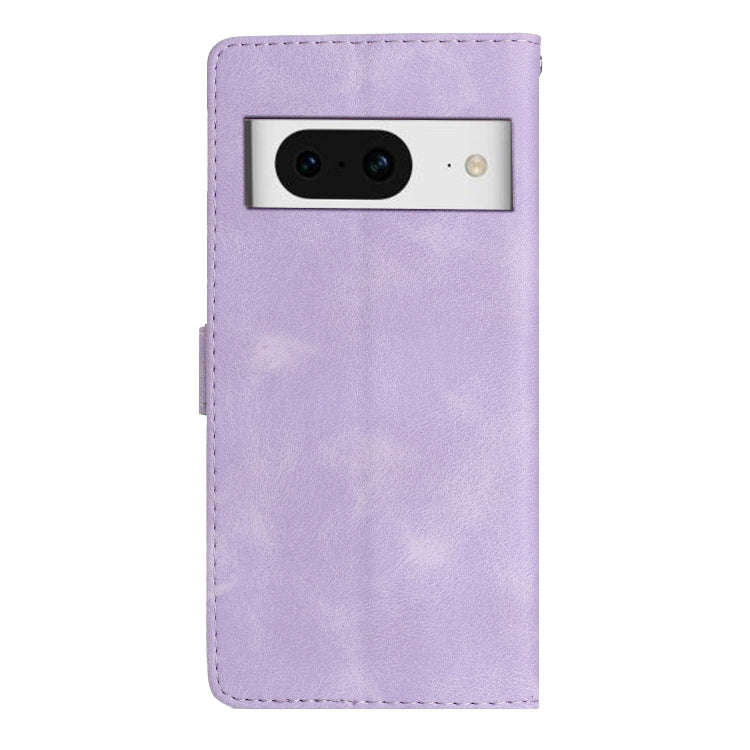 For Google Pixel 8 Flower Butterfly Embossing Pattern Leather Phone Case(Purple)