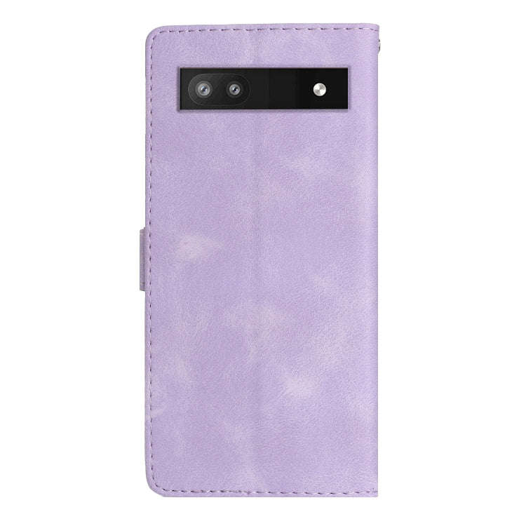 For Google Pixel 7a Flower Butterfly Embossing Pattern Leather Phone Case(Purple)