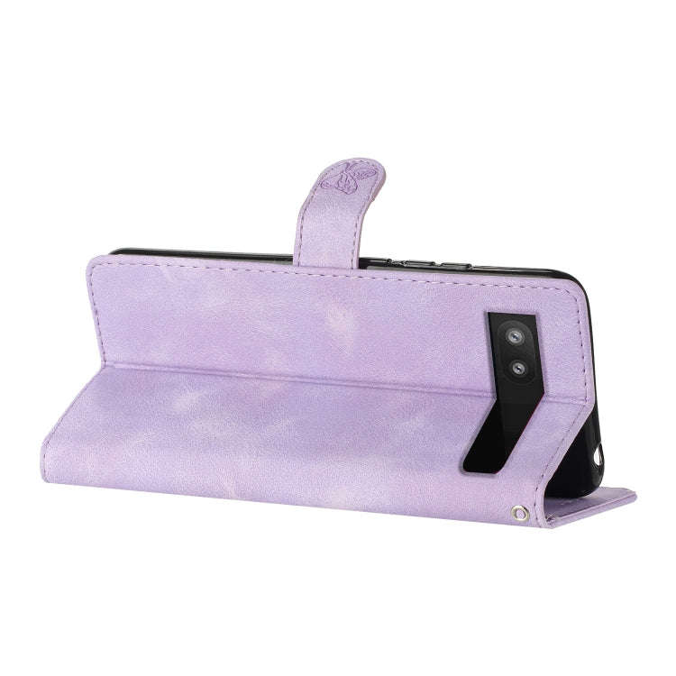 For Google Pixel 7a Flower Butterfly Embossing Pattern Leather Phone Case(Purple)