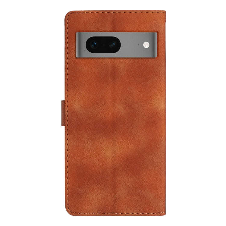 For Google Pixel 7 Flower Butterfly Embossing Pattern Leather Phone Case(Brown)