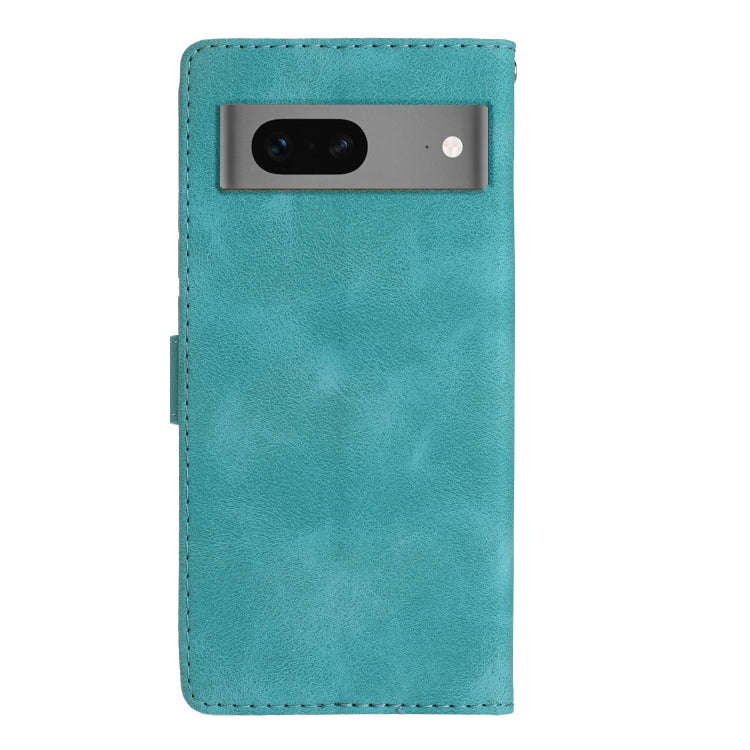 For Google Pixel 7 Flower Butterfly Embossing Pattern Leather Phone Case(Sky Blue)