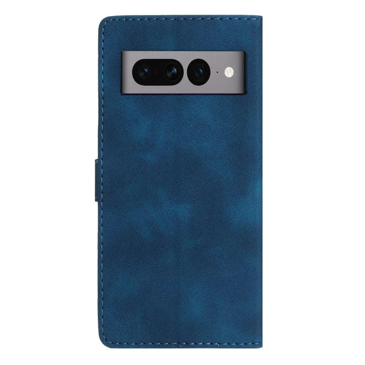 For Google Pixel 7 Pro Flower Butterfly Embossing Pattern Leather Phone Case(Blue)