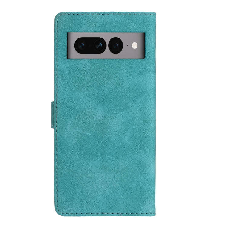 For Google Pixel 7 Pro Flower Butterfly Embossing Pattern Leather Phone Case(Sky Blue)