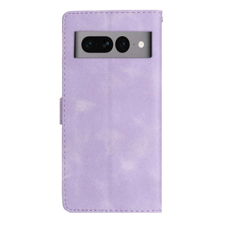 For Google Pixel 7 Pro Flower Butterfly Embossing Pattern Leather Phone Case(Purple)