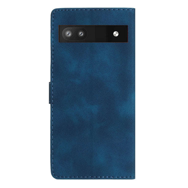 For Google Pixel 6a Flower Butterfly Embossing Pattern Leather Phone Case(Blue)