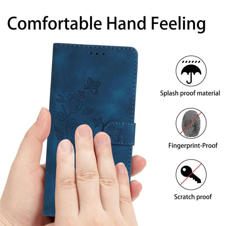 For Google Pixel 6a Flower Butterfly Embossing Pattern Leather Phone Case(Blue)