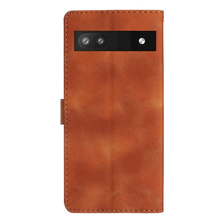For Google Pixel 6a Flower Butterfly Embossing Pattern Leather Phone Case(Brown)