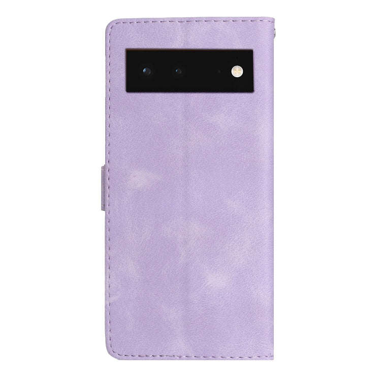 For Google Pixel 6 Flower Butterfly Embossing Pattern Leather Phone Case(Purple)
