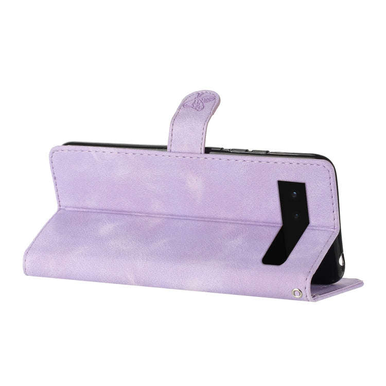For Google Pixel 6 Flower Butterfly Embossing Pattern Leather Phone Case(Purple)