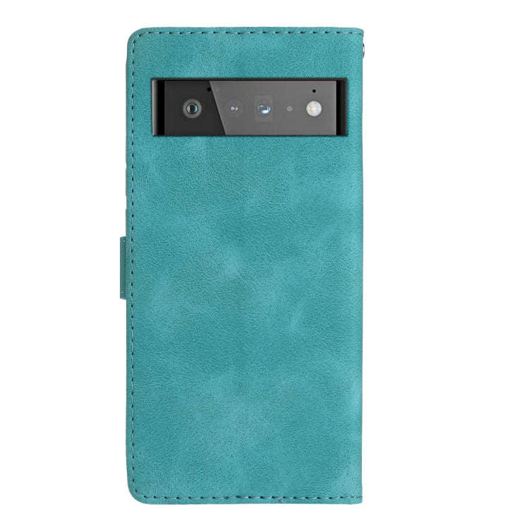 For Google Pixel 6 Pro Flower Butterfly Embossing Pattern Leather Phone Case(Sky Blue)