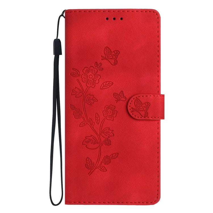 For Nokia 6.2 / 7.2 Flower Butterfly Embossing Pattern Leather Phone Case(Red)