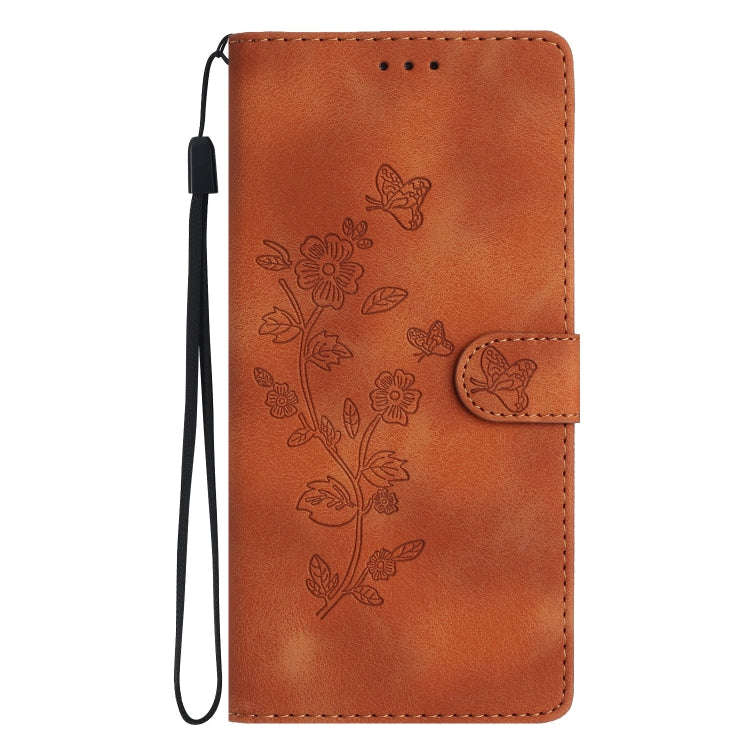 For Nokia 6.2 / 7.2 Flower Butterfly Embossing Pattern Leather Phone Case(Brown)
