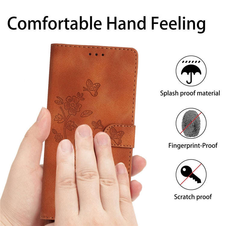 For Nokia 6.2 / 7.2 Flower Butterfly Embossing Pattern Leather Phone Case(Brown)