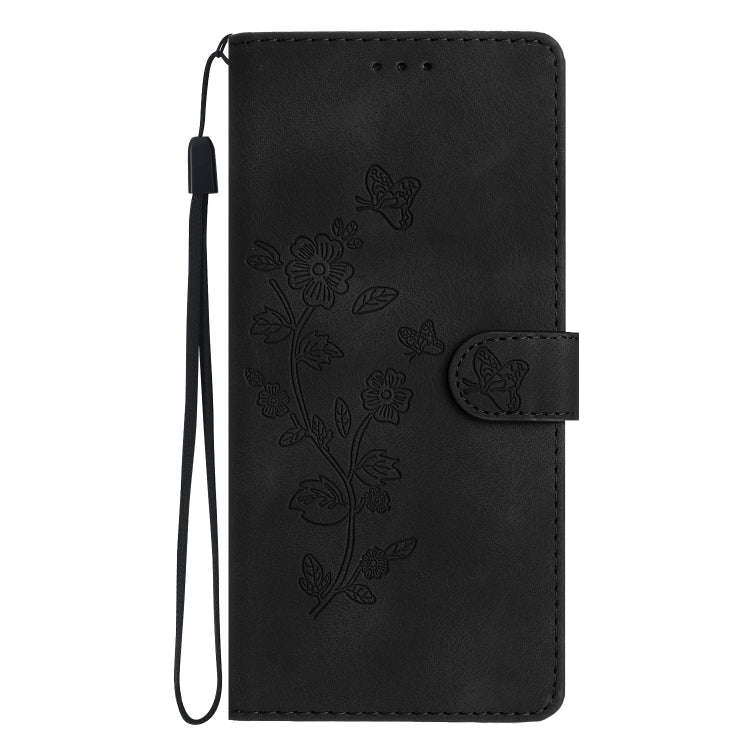 For Nokia 6.2 / 7.2 Flower Butterfly Embossing Pattern Leather Phone Case(Black)