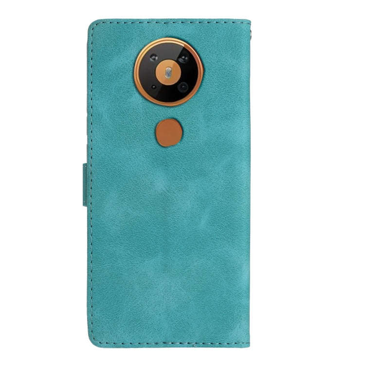 For Nokia 5.4 Flower Butterfly Embossing Pattern Leather Phone Case(Sky Blue)