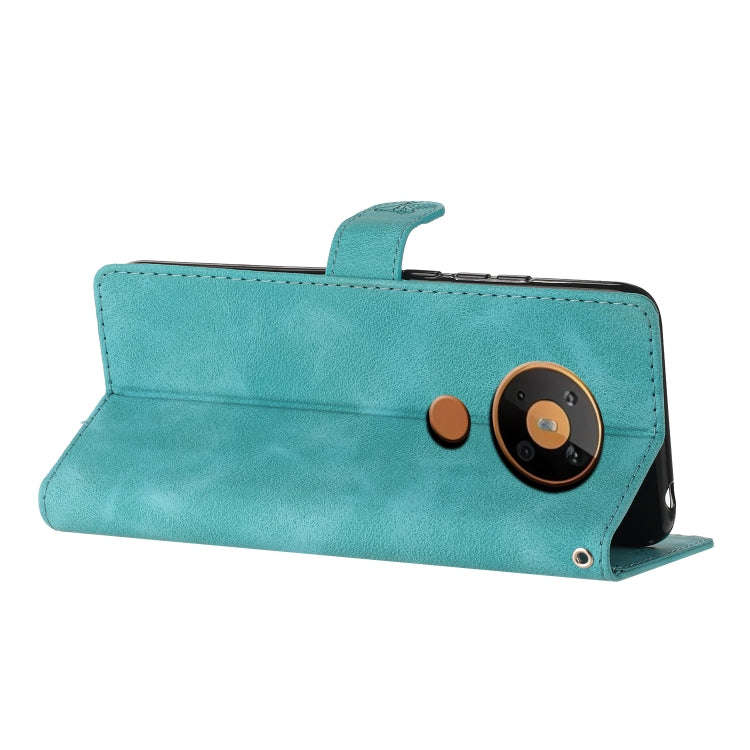 For Nokia 5.4 Flower Butterfly Embossing Pattern Leather Phone Case(Sky Blue)