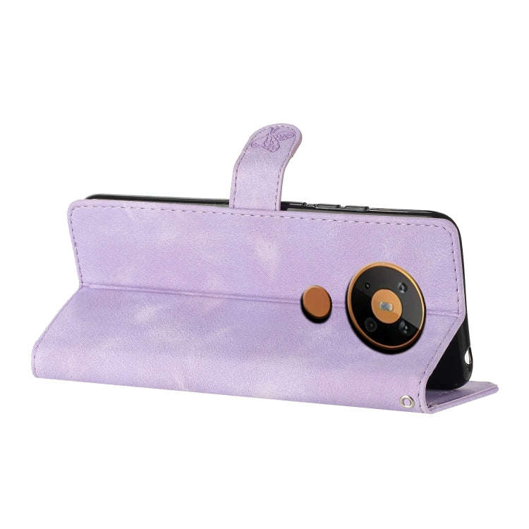 For Nokia 5.4 Flower Butterfly Embossing Pattern Leather Phone Case(Purple)