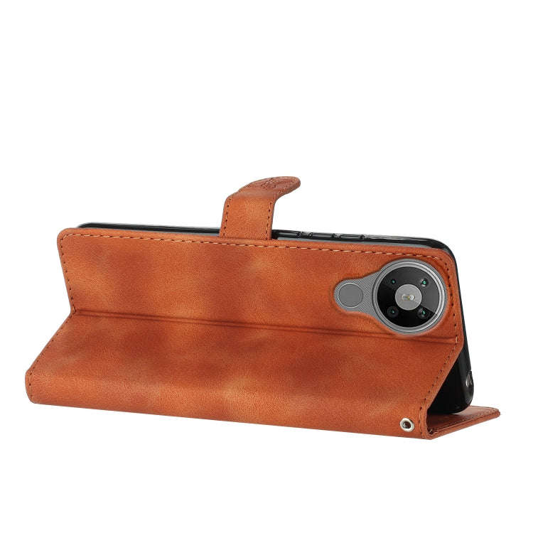 For Nokia 5.3 Flower Butterfly Embossing Pattern Leather Phone Case(Brown)