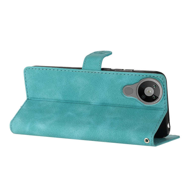 For Nokia 5.3 Flower Butterfly Embossing Pattern Leather Phone Case(Sky Blue)