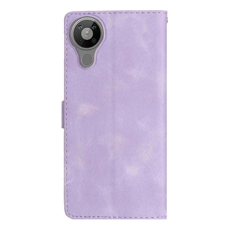 For Nokia 5.3 Flower Butterfly Embossing Pattern Leather Phone Case(Purple)
