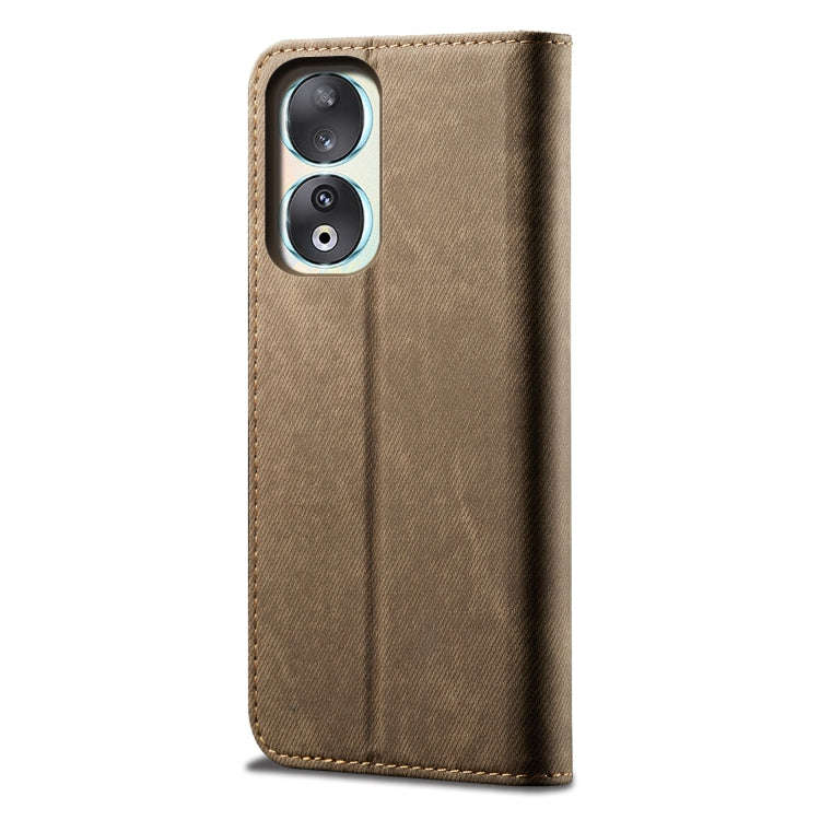 For Honor 90 Denim Texture Flip Leather Phone Case(Khaki)