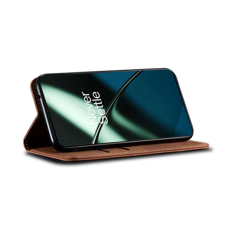 For Honor 90 Denim Texture Flip Leather Phone Case(Brown)