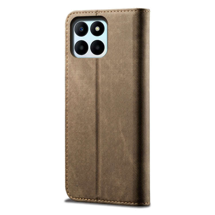 For Honor X6b 4G Global Denim Texture Flip Leather Phone Case(Khaki)