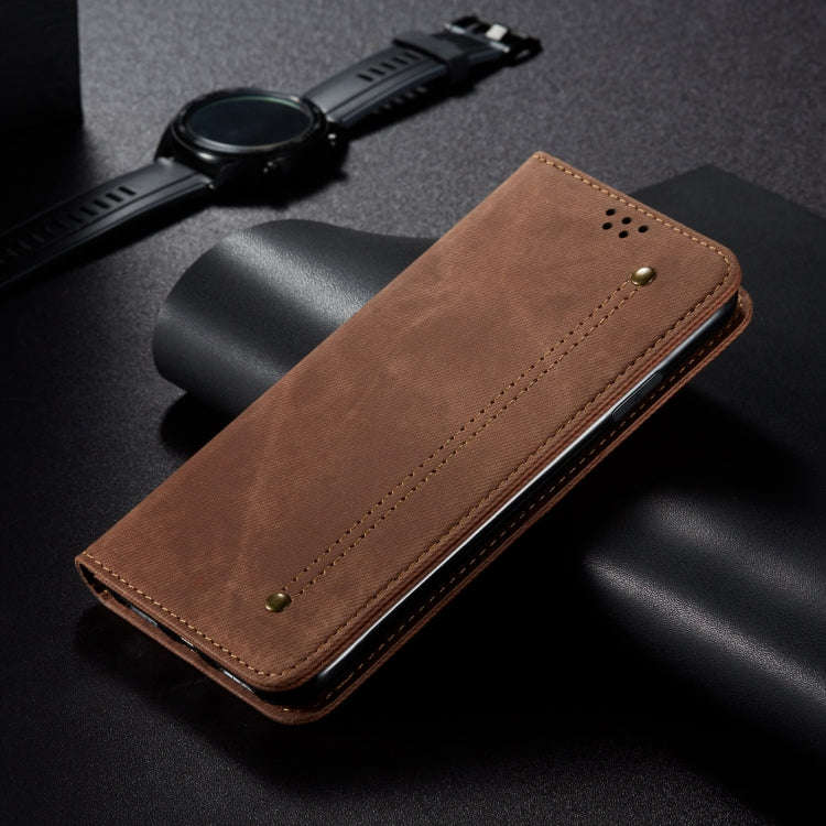 For Honor X6b 4G Global Denim Texture Flip Leather Phone Case(Brown)