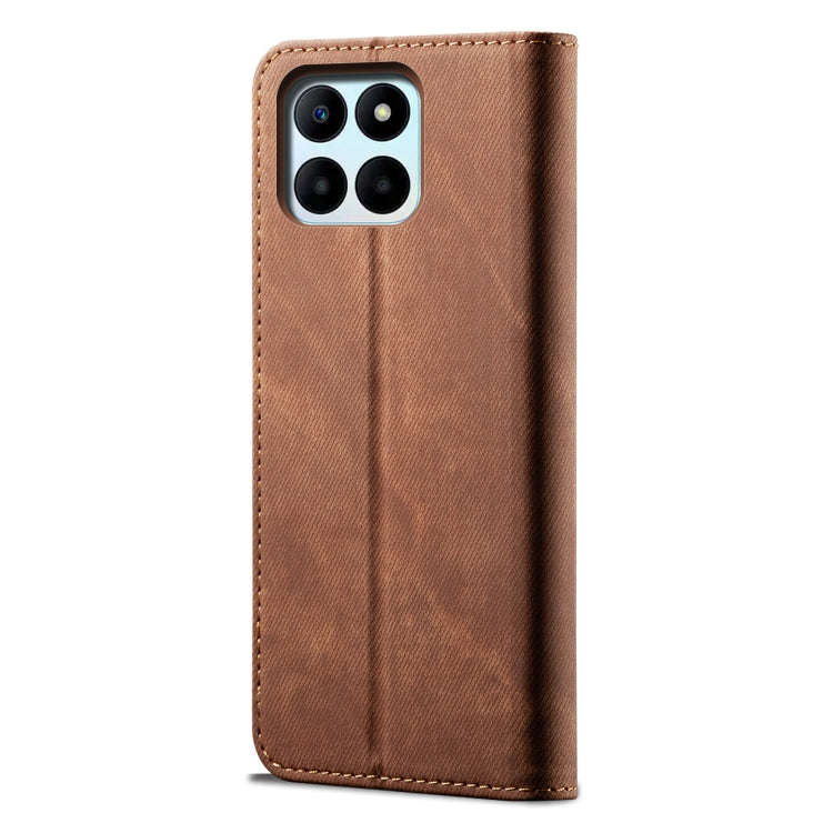For Honor X6b 4G Global Denim Texture Flip Leather Phone Case(Brown)