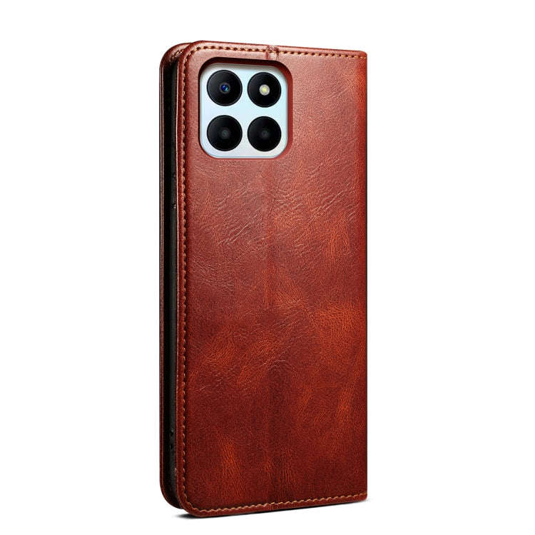 For Honor X6b 4G Global Oil Wax Crazy Horse Texture Leather Phone Case(Brown)