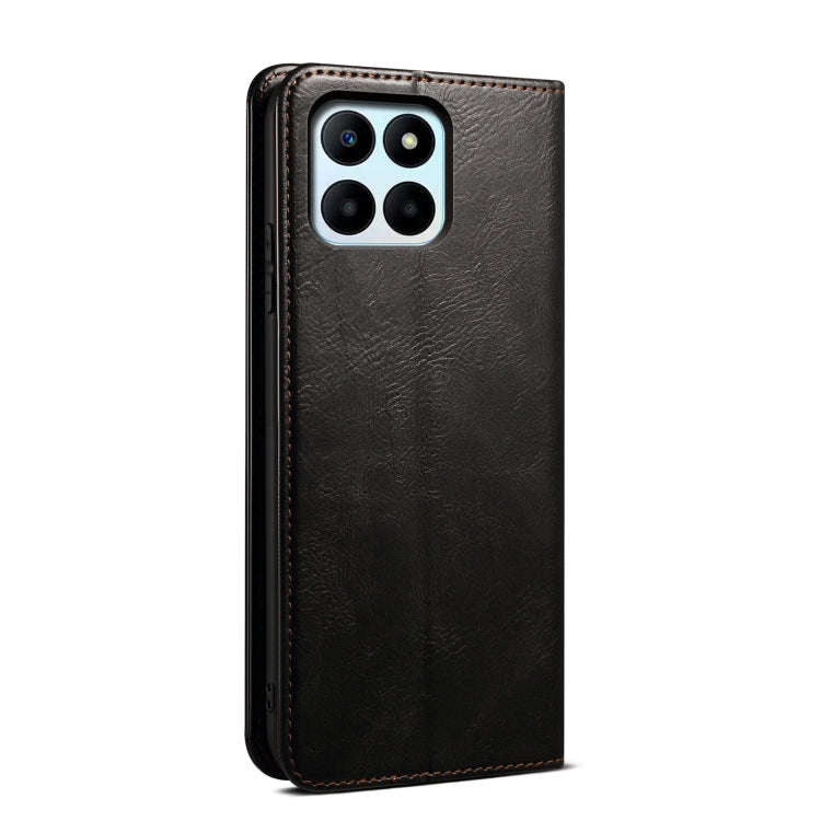 For Honor X6b 4G Global Oil Wax Crazy Horse Texture Leather Phone Case(Black)