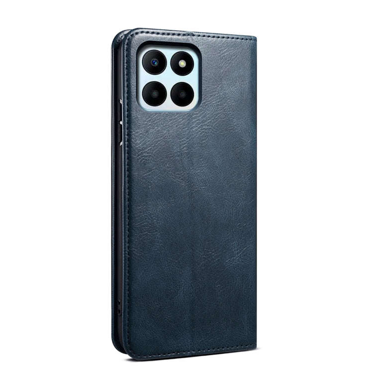 For Honor X6b 4G Global Oil Wax Crazy Horse Texture Leather Phone Case(Blue)