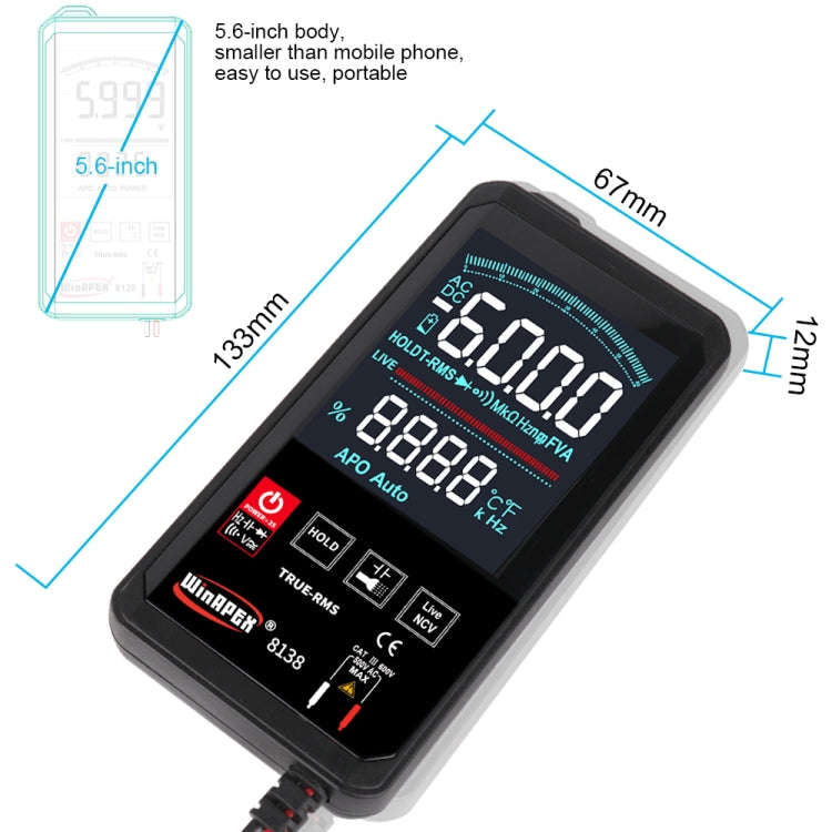 WinAPEX Smart Touch Screen Digital Multimeter, Model:8138