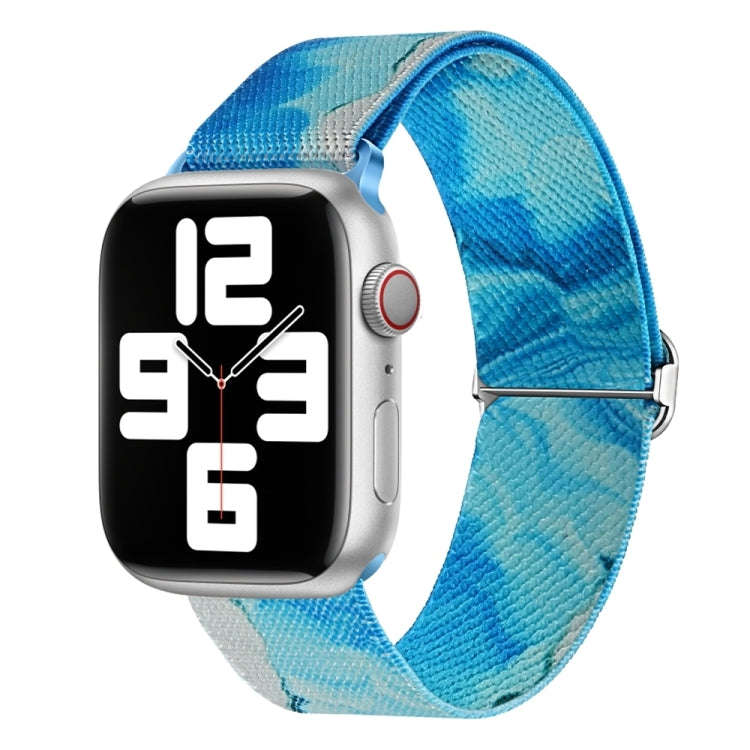 For Apple Watch Ultra 2 49mm Painted Pattern Nylon Replacement Watch Band(Ocean Blue)